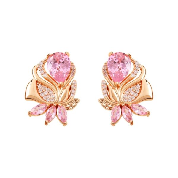 Wholesale Pink Waterdrop Tree Leaf Earrings
