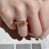 Wholesale Electroplated full diamond V shaped snake bone ring open ring