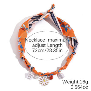 N2506-16 orange silk scarf necklace