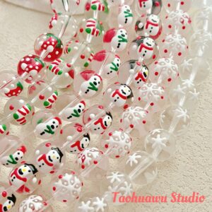 Wholesale [christmas day] christmas series hand-painted beads diy handmade beaded material bracelet necklace jewelry loose beads accessories