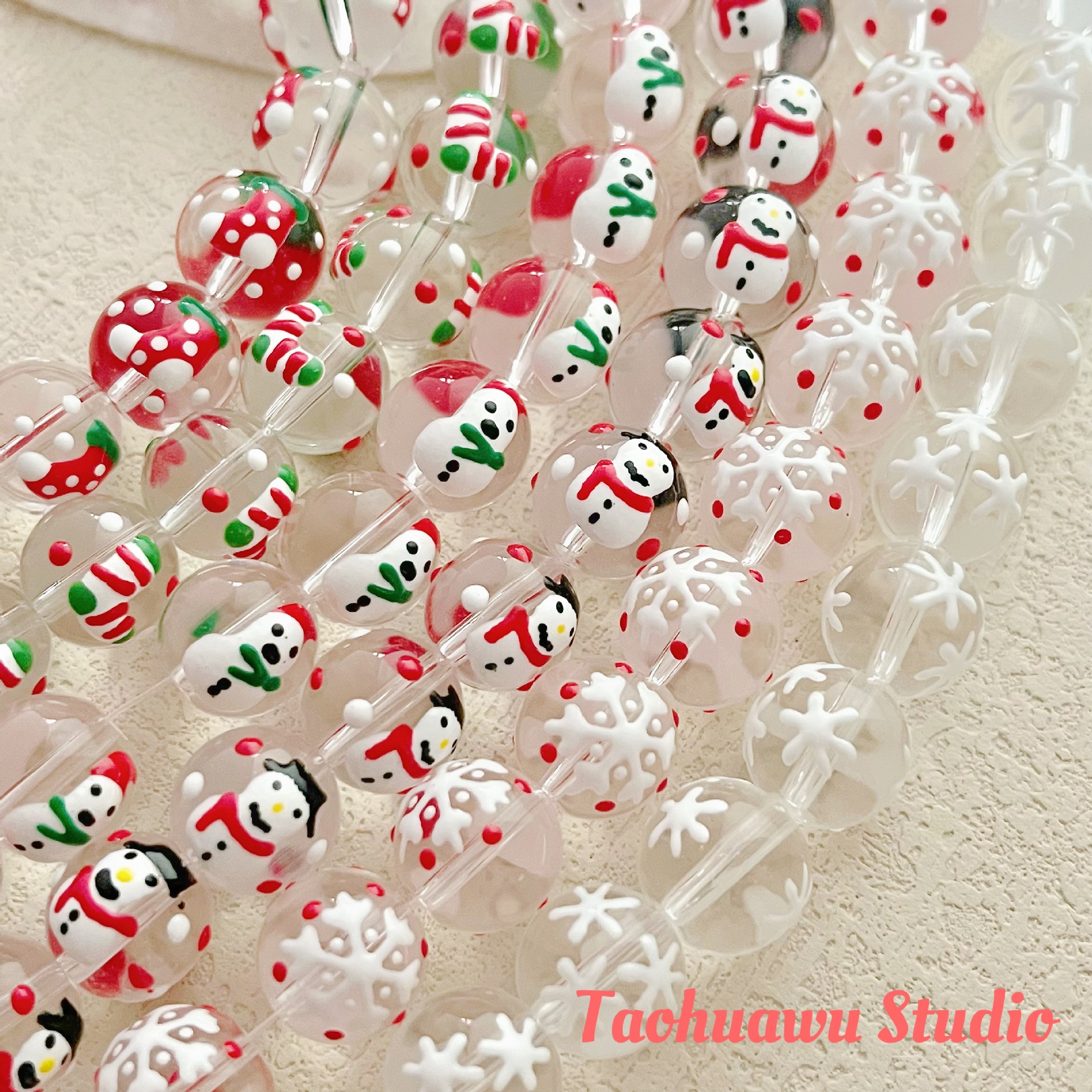 Wholesale [christmas day] christmas series hand-painted beads diy handmade beaded material bracelet necklace jewelry loose beads aessories