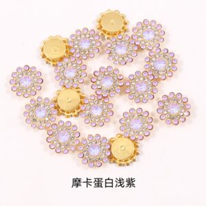 Mocha light purple protein / 14mm three-layer sunflower (glass diamond)