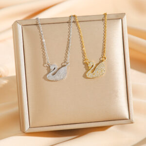 Wholesale Full diamond swan set zircon necklace