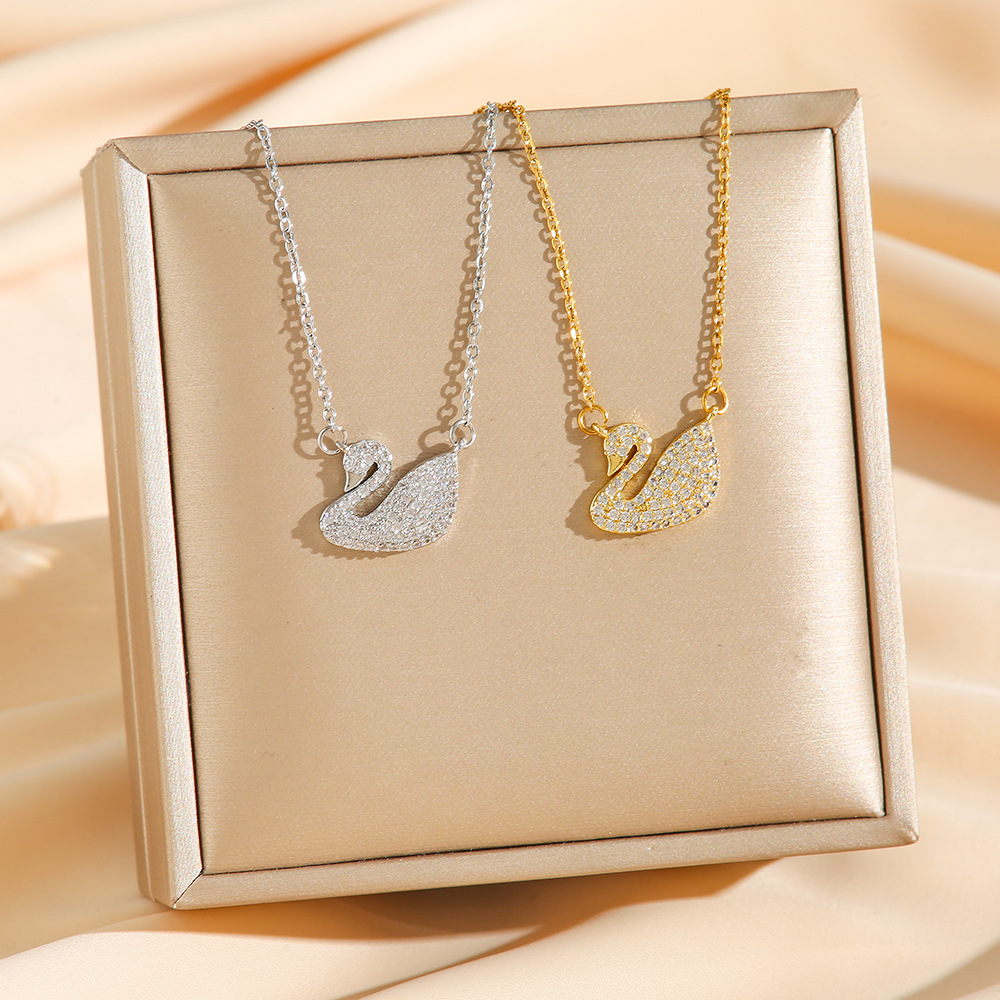 Wholesale Full diamond swan set zircon necklace