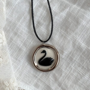 Steel black swan necklace