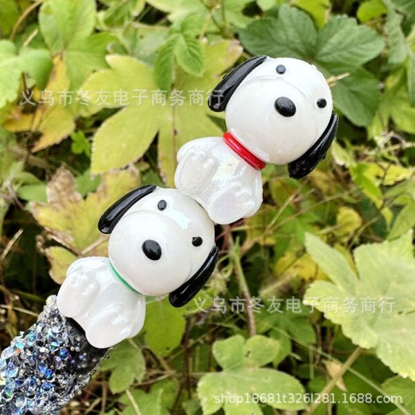 Wholesale Snoopy Puppy Plush Toy Cute Silicone 29mm Adorable Cartoon Through-Hole Beads DIY Phone Chain Keychain Car