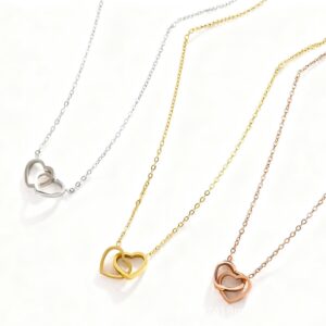 Wholesale Sweet Double Love Stainless Steel Necklace