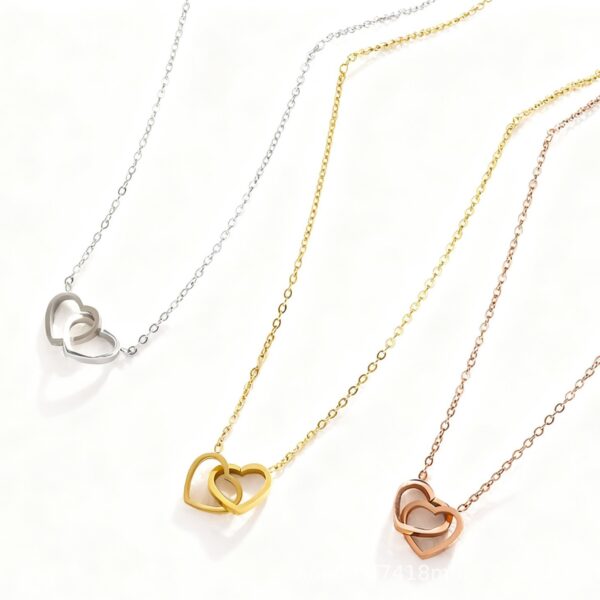 Wholesale Sweet Double Love Stainless Steel Necklace