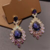 Wholesale Full diamond tassel purple diamond earrings