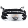 Wholesale Black steel plate woven spherical magnetic stainless steel heart-shaped diamond inlaid bracelet