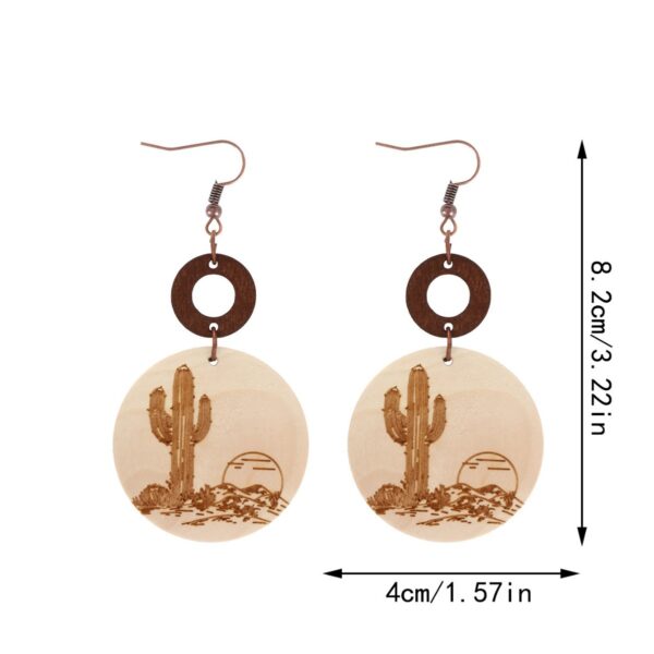 Wholesale Sunflower Bee Cactus Wooden Earrings