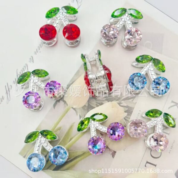 Wholesale Double-sided three-dimensional alloy cherry-shaped rhinestone 3D Crystal Beads