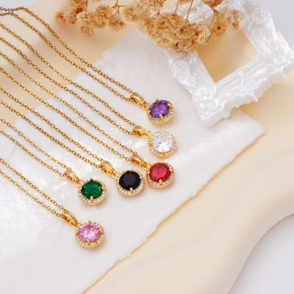 O1CN01fHqH3J20t0JkXn7HQ_2215152786906-0-cib Wholesale Copper Inlaid with Zircon Geometric Round Necklace Stainless Steel Clavicle Chain Jewelry