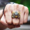 Wholesale Golden winged roc bird silver opening adjustable ring