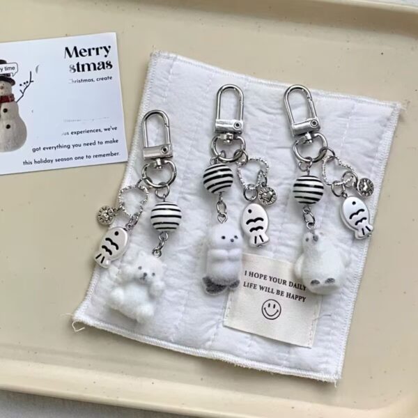 Wholesale Cartoon Flocked Puppy Phone Pendant Keychain