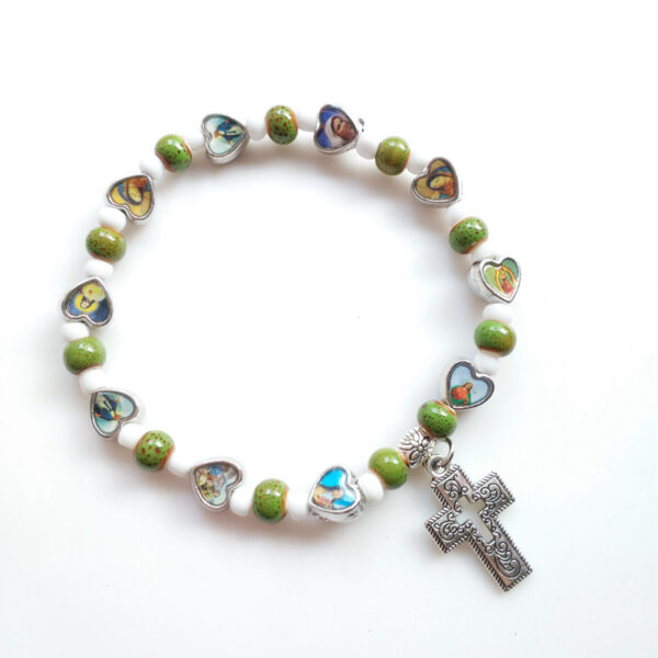 O1CN01fJAz0H1RxZipTvse7_2220646552178-0-cib Wholesale Colorful ceramic hollowed-out cross elastic bracelet