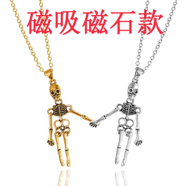 Wholesale Retro Skull Ghost Necklace Hand Skull Pendant Couple Necklace Jewelry