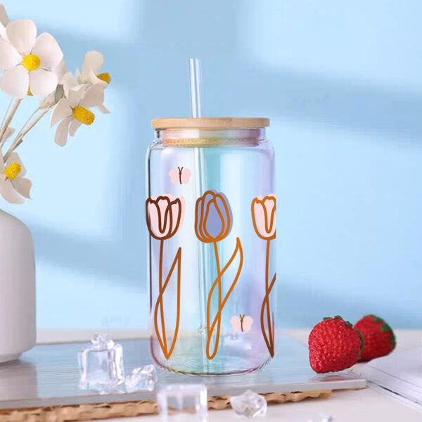 Wholesale Uv Transfer Sticker Glass Cup Crystal Label Crystal Sticker Cross-Border Exclusive for 16oz Glass Cup Special Sticker 23Cmx11Cm