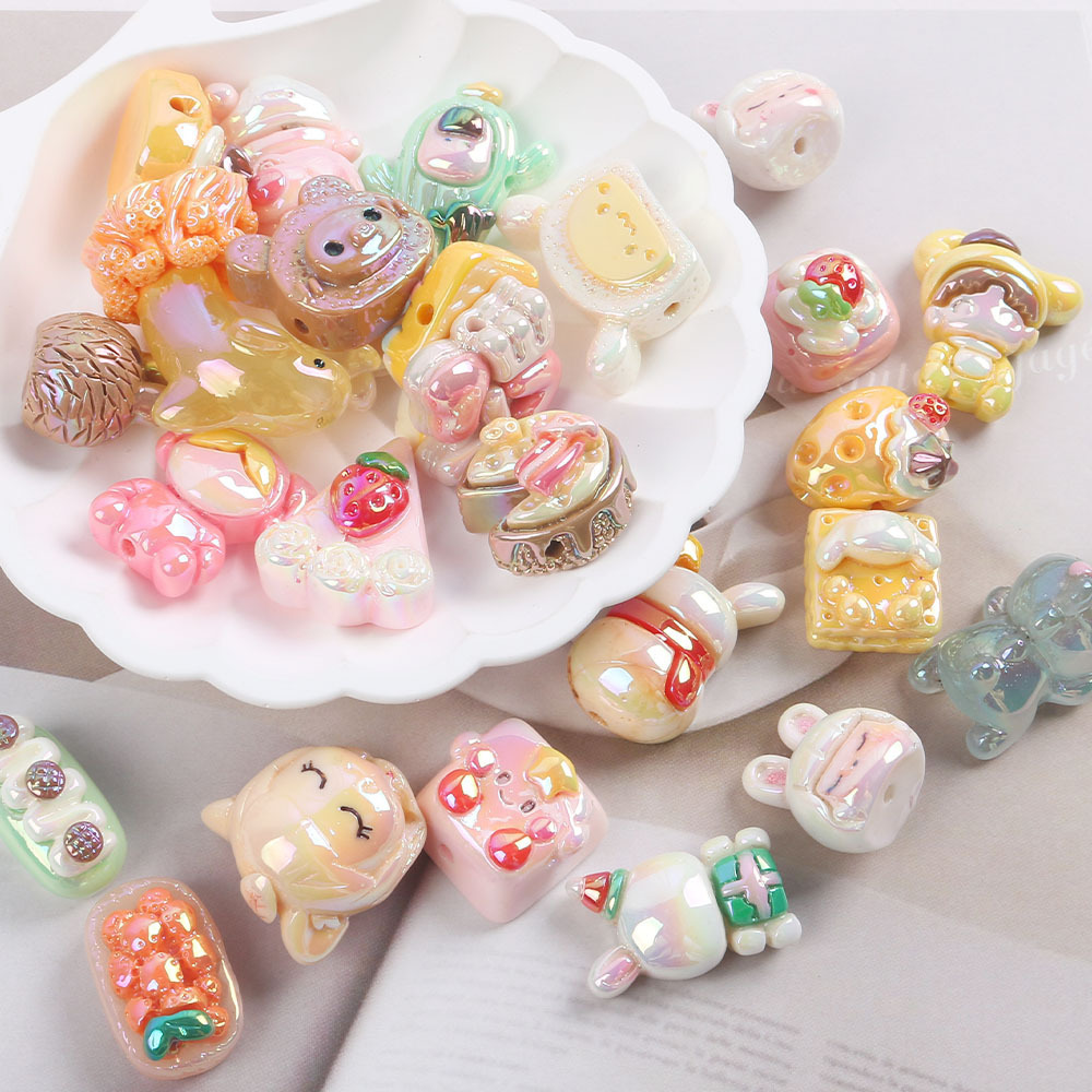 Wholesale Cartoon Acrylic Cute Colorfulful Straight Hole Beads