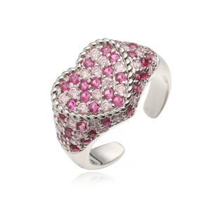 White gold rose pink diamond love ring