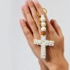 Wholesale Handmade cotton rope woven cross prayer bead keychain