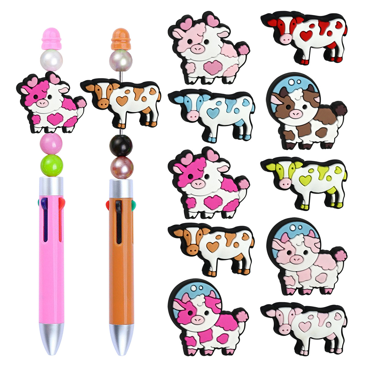 Wholesale cartoon colorful cow pen bead aessories DIY soft rubber beads