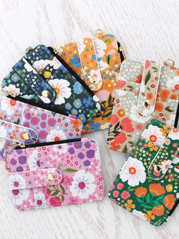Wholesale Printed folded zipper style colorful floral coin purse