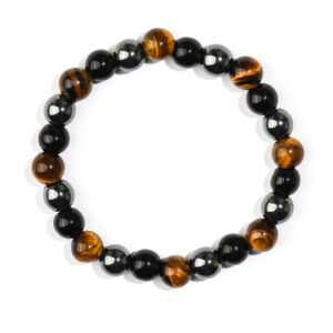Tiger eye + obsidian + magnet bracelet