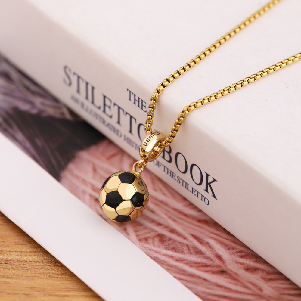 Wholesale Football engraved name stainless steel necklace