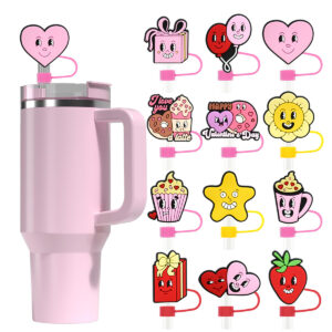 Wholesale Valentine's Day 10mm Universal Soft Rubber Decorative Straw Tube Cap