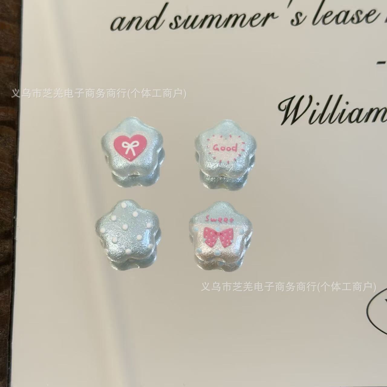 Wholesale embossed bow heart-shaped flower acrylic beads
