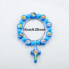Wholesale Acrylic bracelet with pink and blue cross rosary