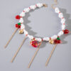 Wholesale Alien Pearl Strawberry Cherry Tassel Valentine's Day Necklace