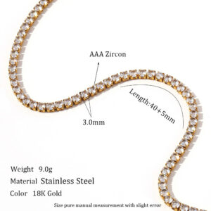 3mm zircon necklace 40 + 5cm-Gold