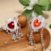 Wholesale 5pcs Angel Heart crown tassel alloy wings Beads