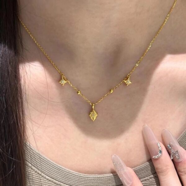 Wholesale Diamond studded necklace with diamond stars and hexagonal pointed stars