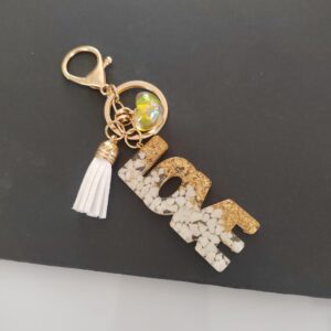 Gold foil + white key pendant / Love key pendant