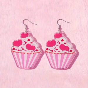 Wholesale Valentine's Day Cake Love Earrings Acrylic Red Peach Heart Love Earrings Earrings Jewelry