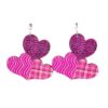 Wholesale Valentine's Day Pink Love Truck Cross Wooden Earrings