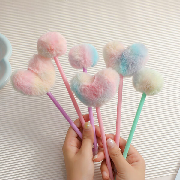 Wholesale Cartoon Heart-shaped Hair ball Student Ballpoint Pen