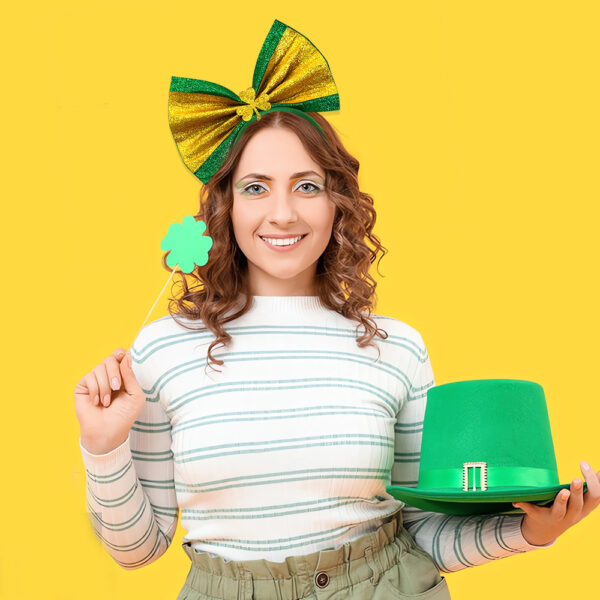 Wholesale St. Patrick's Day shamrock ribbon bow headband