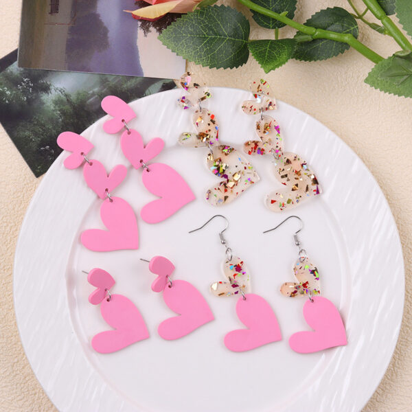 Wholesale Valentine's Day Pink Love Acrylic Earrings