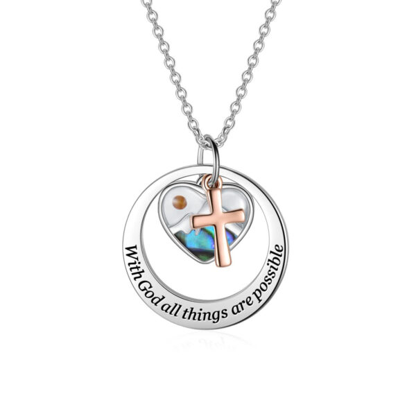Wholesale Two tone silver rose gold faith cross stainless steel necklace