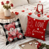 Wholesale Plaid Printed Love Pillow Valentine's Day Bedside Cushion Linen