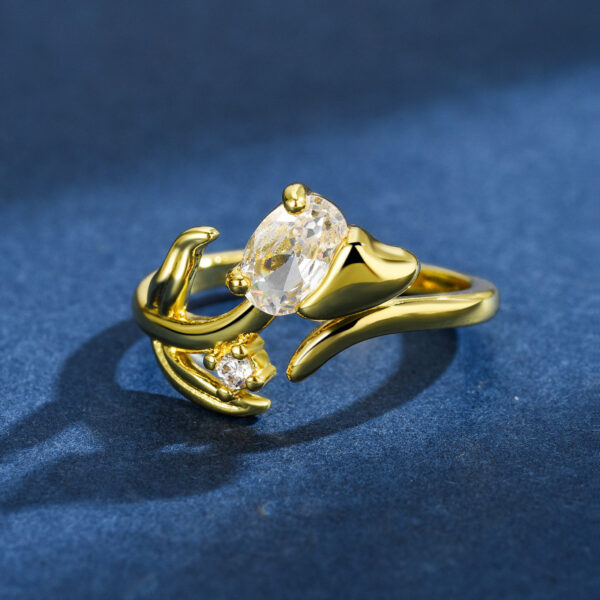 Wholesale Copper zircon flower open ring