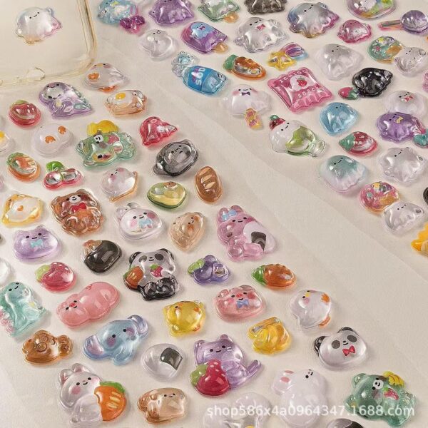 Wholesale 3D Embossed Stickers Cartoon Stereo Hollow Crystal Diamond Children's Decorative Stickers Cute Girl Japanese Style
