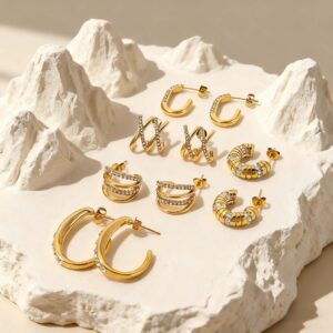 Wholesale Titanium Alloy Gold-Colored Earrings Luxury Style