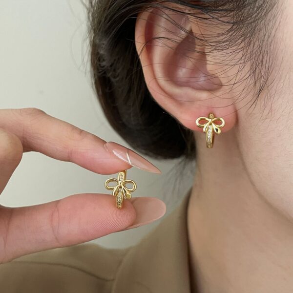 Wholesale Zircon Small Fresh Bow Earrings Simple Versatile Women's Earrings
