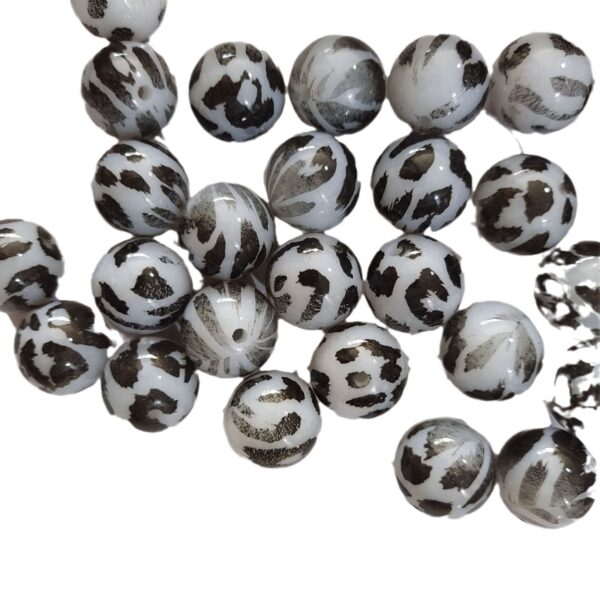 Wholesale 5pcs 20mm Acrylic Cute White Leopard Print Beads