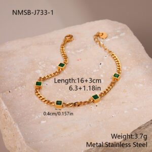 Nmsb-j733-1 golden green zirconium bracelet / 18K